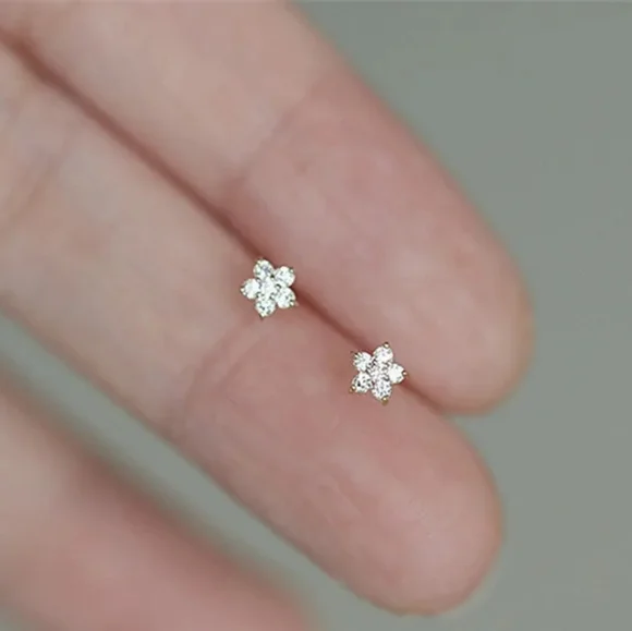 Sterling silver diamond earrings - Picture 1 of 5